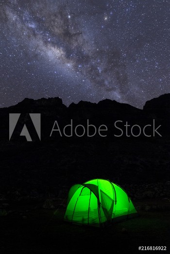 Picture of Scenic view of tent under milky way at night
